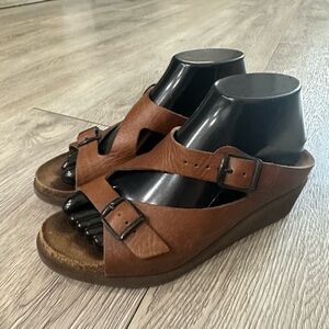 Mephisto Elka Brown Leather Slingback Womens Sandals Sz 38